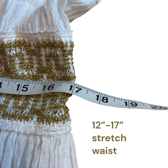 Grimani Penelope Hand Crafted Greek Dress, O/S, White Crinkle Cotton - Picture 7 of 16